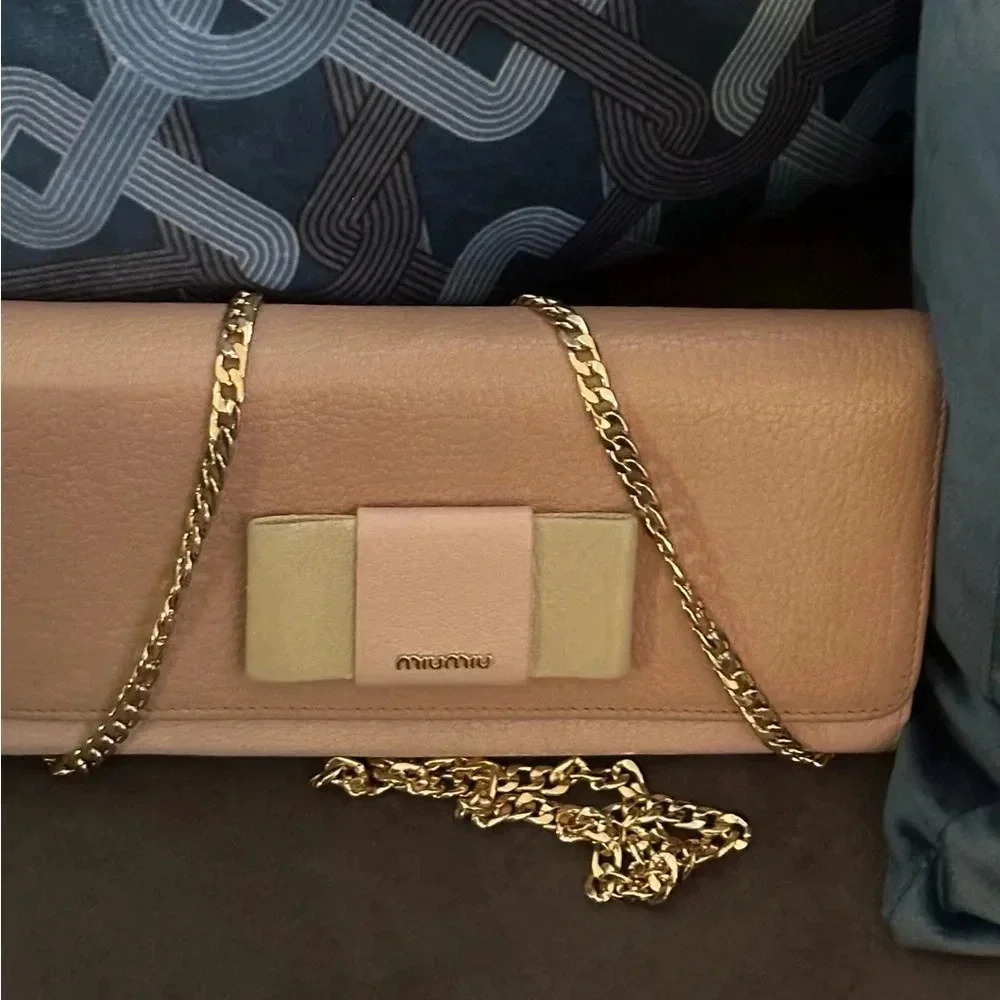 Miu Miu Madras Pink Leather long Wallet GUC